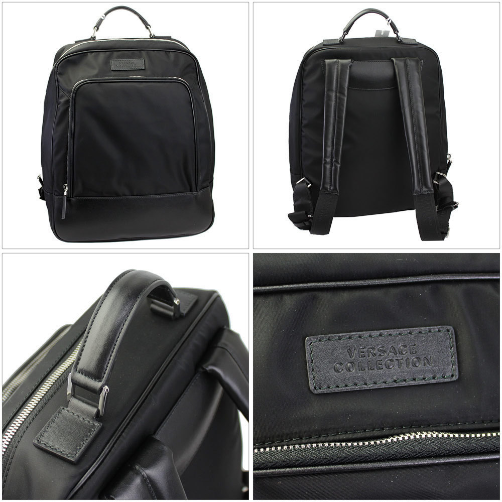 Versace Bag Backpack Leather Nylon Collection Bla… - image 2